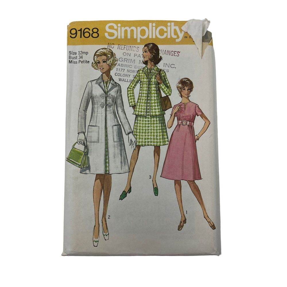 Simplicity Vintage Sewing Pattern Womens Petite 9168 Sz 12MP UNCUT‎ Dress Jacket